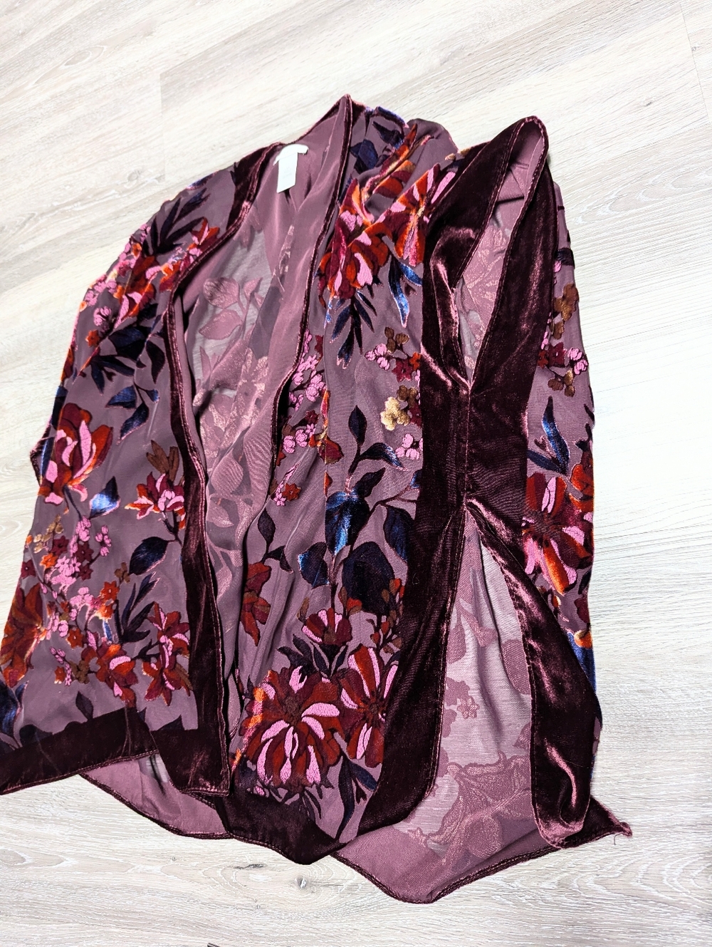 J Jill Velvet Burnout Kimono Topper One Size Boho Romance - Picture 10 of 14